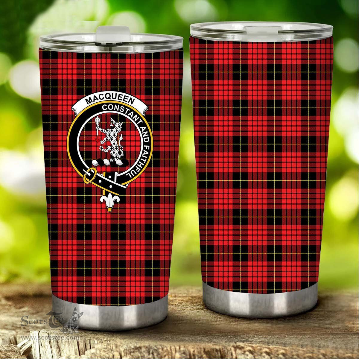Scottish MacQueen Clan Tartan Tumbler - Stainless Steel Glitter Tumbler Scottish Plaid Tartan Plaid