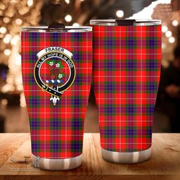Scottish Fraser Clan Tartan Tumbler - Curved Glitter Tumbler Scottish Plaid Tartan Plaid