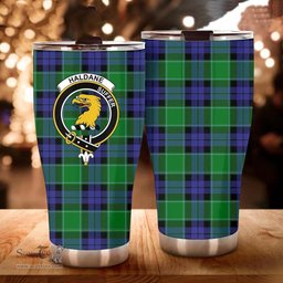 Scottish Haldane Clan Tartan Tumbler - Curved Glitter Tumbler Scottish Plaid Tartan Plaid