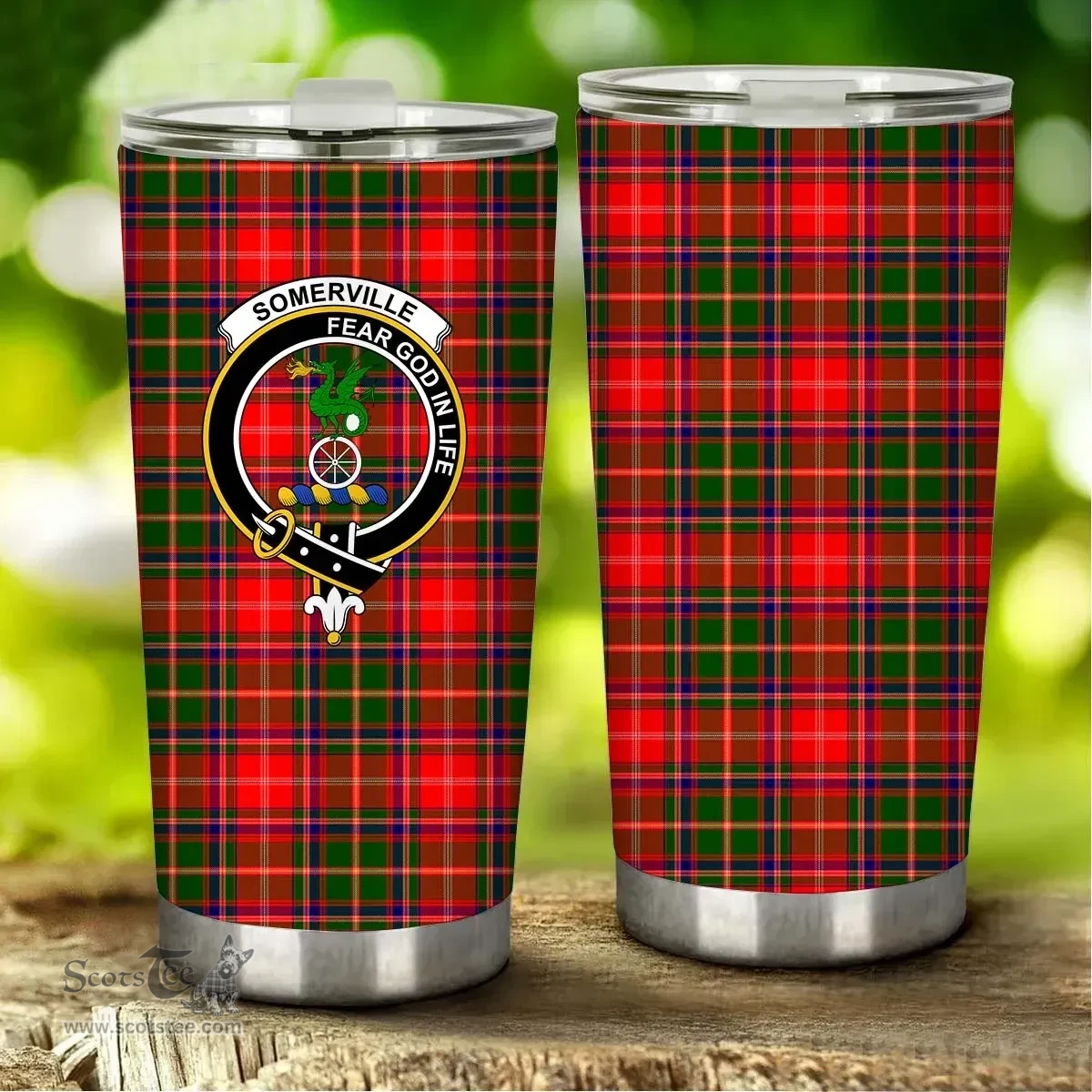 Scottish Somerville Clan Tartan Tumbler - Stainless Steel Glitter Tumbler Scottish Plaid Tartan Plaid