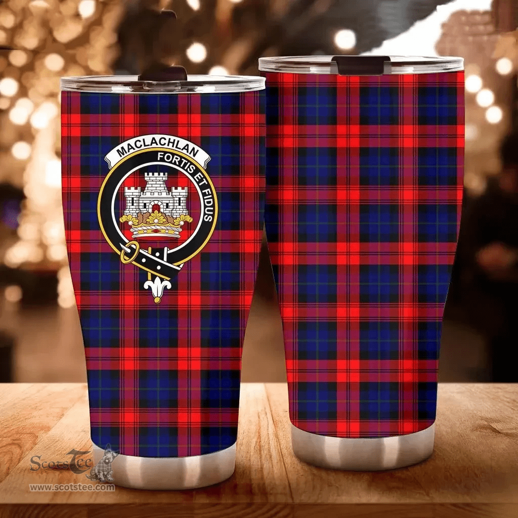Scottish MacLachlan Clan Tartan Tumbler - Curved Glitter Tumbler Scottish Plaid Tartan Plaid