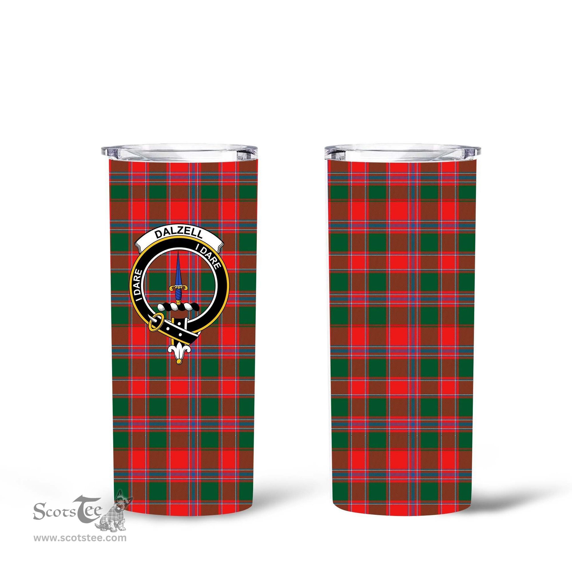 Scottish Dalziell Clan Tartan Tumbler - Tall Glitter Tumbler Scottish Plaid Tartan Plaid