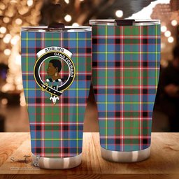 Scottish Stirling (of Keir) Clan Tartan Tumbler - Curved Glitter Tumbler Scottish Plaid Tartan Plaid