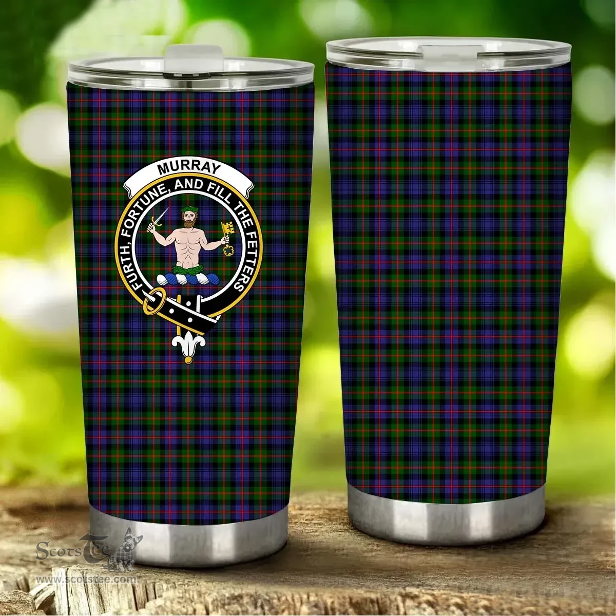 Scottish Murray (of Atholl) Clan Tartan Tumbler - Stainless Steel Glitter Tumbler Scottish Plaid Tartan Plaid