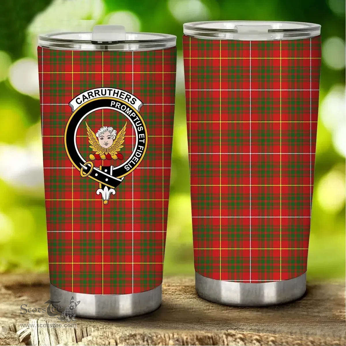 Scottish Carruthers Clan Tartan Tumbler - Stainless Steel Glitter Tumbler Scottish Plaid Tartan Plaid