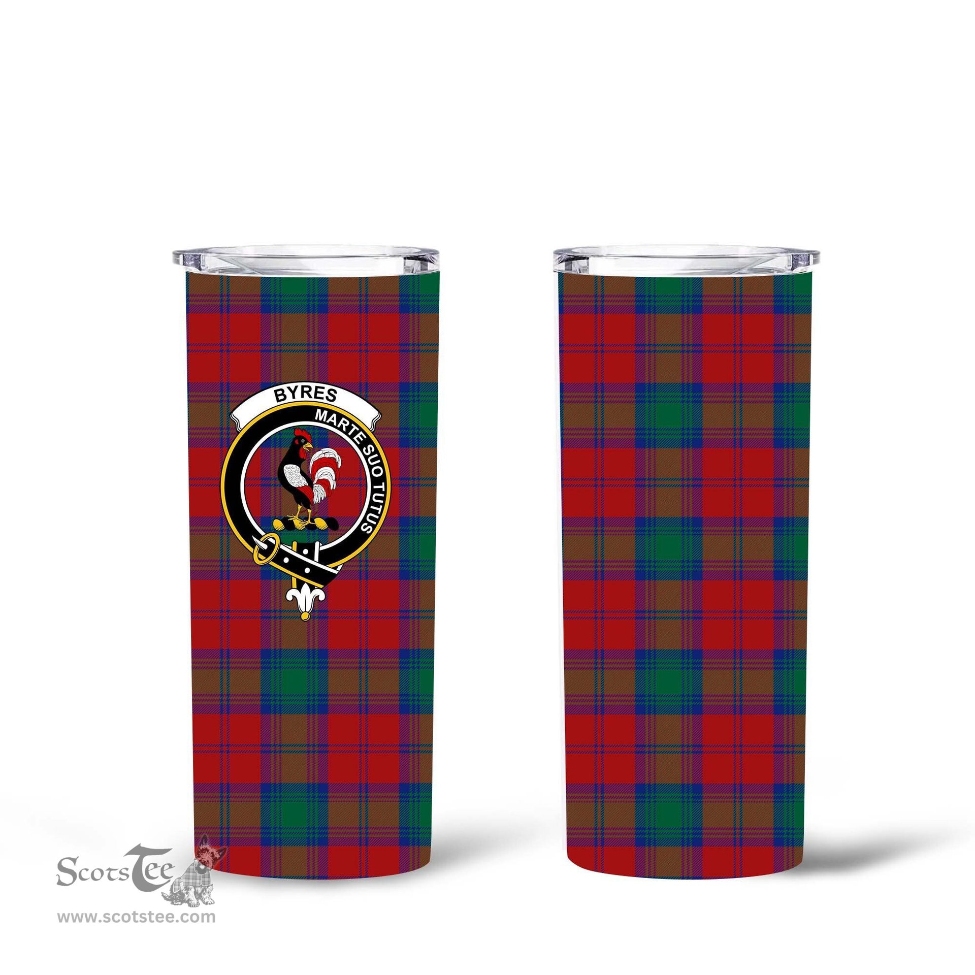 Scottish Byres Clan Tartan Tumbler - Tall Glitter Tumbler Scottish Plaid Tartan Plaid