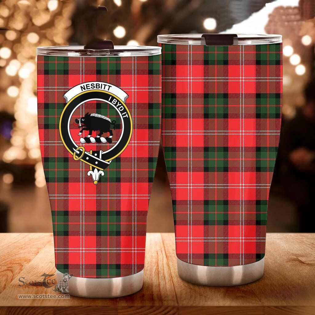 Scottish Nesbitt Clan Tartan Tumbler - Curved Glitter Tumbler Scottish Plaid Tartan Plaid