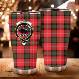 Scottish Nesbitt Clan Tartan Tumbler - Curved Glitter Tumbler Scottish Plaid Tartan Plaid