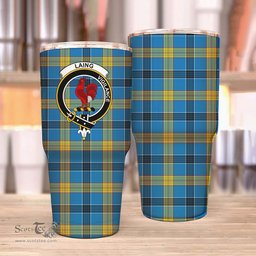 Scottish Laing Clan Tartan Tumbler - Stainless Steel Glitter Tumbler Scottish Plaid Tartan Plaid