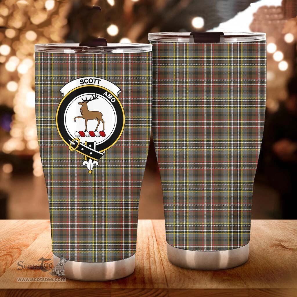 Scottish Scott Green Weathered Clan Tartan Tumbler - Curved Glitter Tumbler Scottish Plaid Tartan Plaid