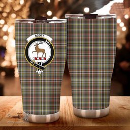 Scottish Scott Green Weathered Clan Tartan Tumbler - Curved Glitter Tumbler Scottish Plaid Tartan Plaid