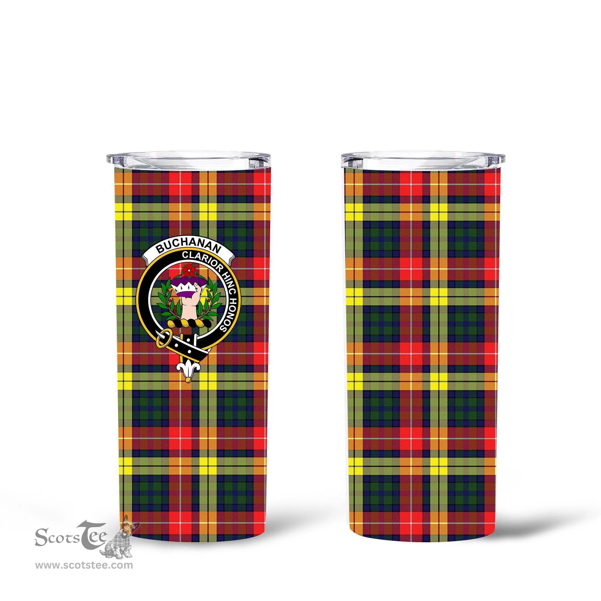 Scottish Buchanan Clan Tartan Tumbler - Tall Glitter Tumbler Scottish Plaid Tartan Plaid