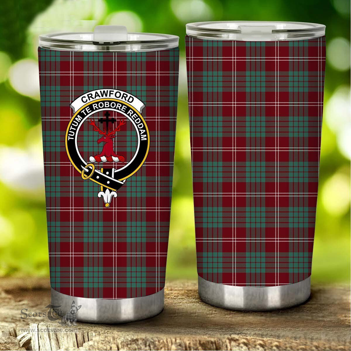 Scottish Crawford Clan Tartan Tumbler - Stainless Steel Glitter Tumbler Scottish Plaid Tartan Plaid