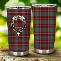 Scottish Crawford Clan Tartan Tumbler - Stainless Steel Glitter Tumbler Scottish Plaid Tartan Plaid