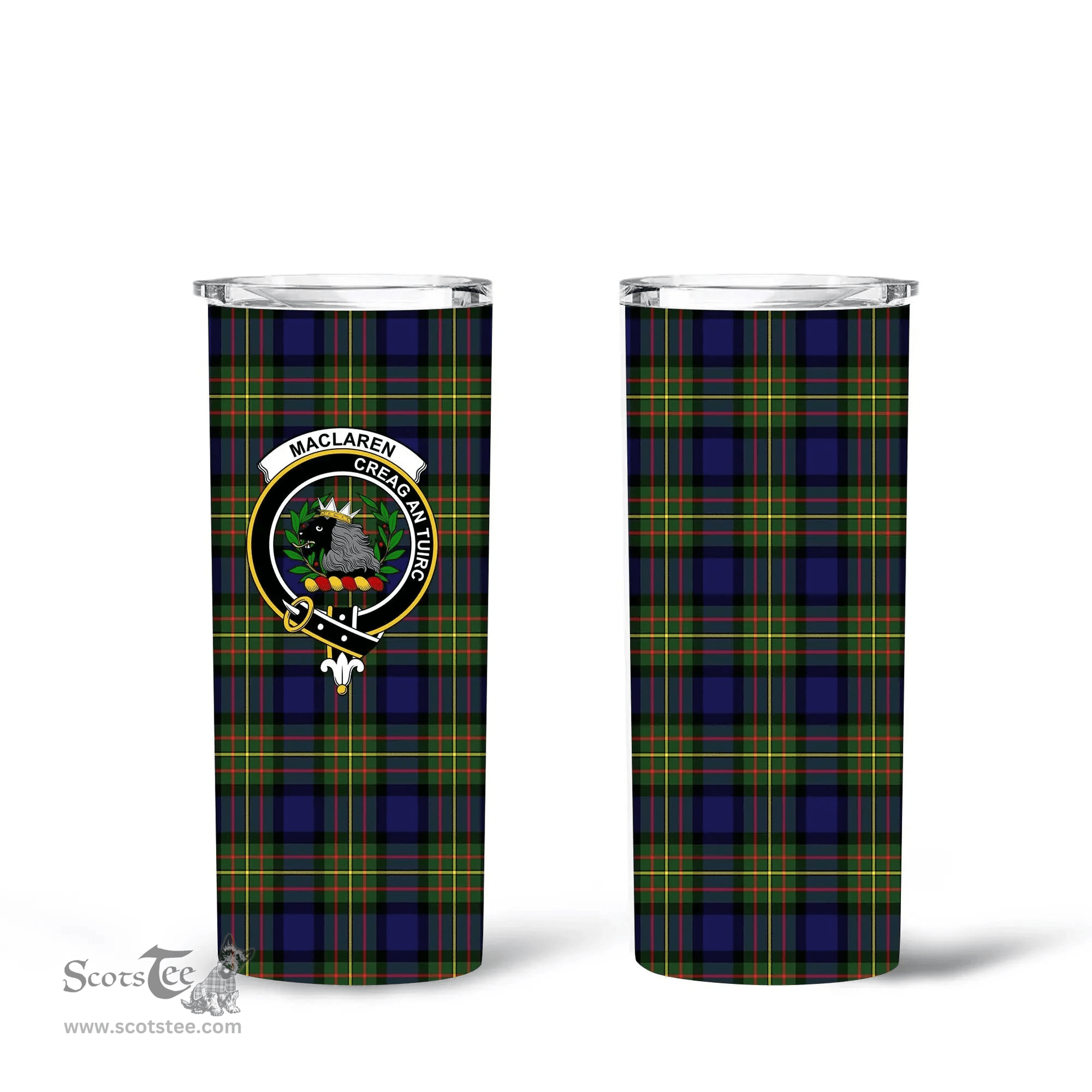 Scottish MacLaren Clan Tartan Tumbler - Tall Glitter Tumbler Scottish Plaid Tartan Plaid