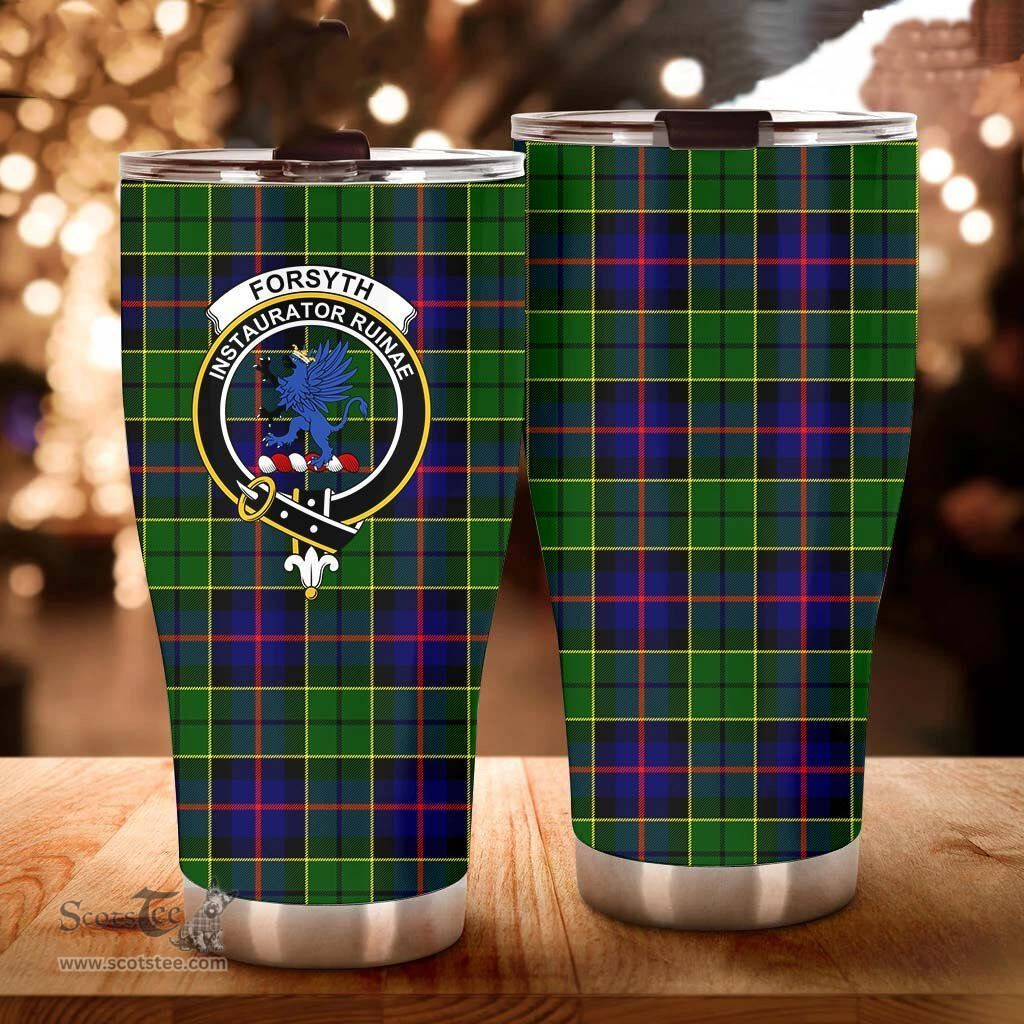 Scottish Forsyth Clan Tartan Tumbler - Curved Glitter Tumbler Scottish Plaid Tartan Plaid