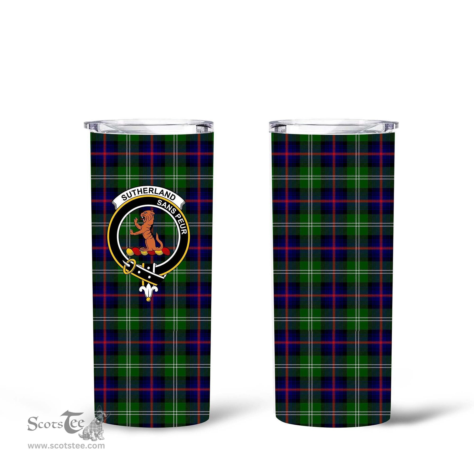Scottish Sutherland II Clan Tartan Tumbler - Tall Glitter Tumbler Scottish Plaid Tartan Plaid