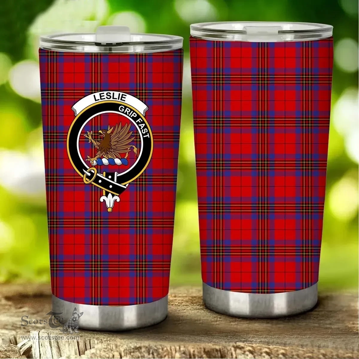 Scottish Leslie Clan Tartan Tumbler - Stainless Steel Glitter Tumbler Scottish Plaid Tartan Plaid