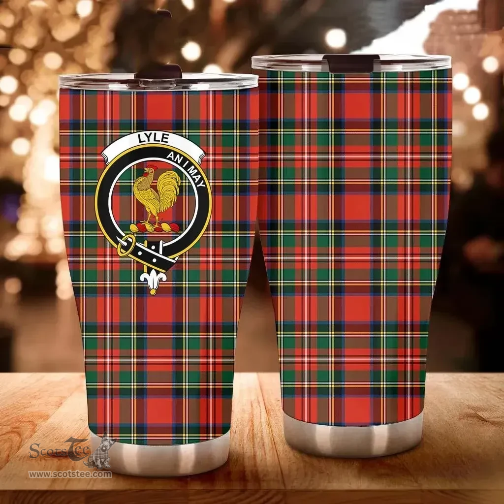 Scottish Lyle Clan Tartan Tumbler - Curved Glitter Tumbler Scottish Plaid Tartan Plaid