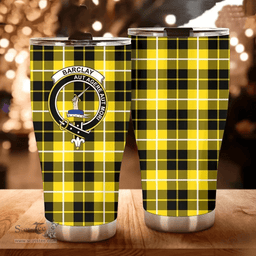 Scottish Barclay Clan Tartan Tumbler - Curved Glitter Tumbler Scottish Plaid Tartan Plaid