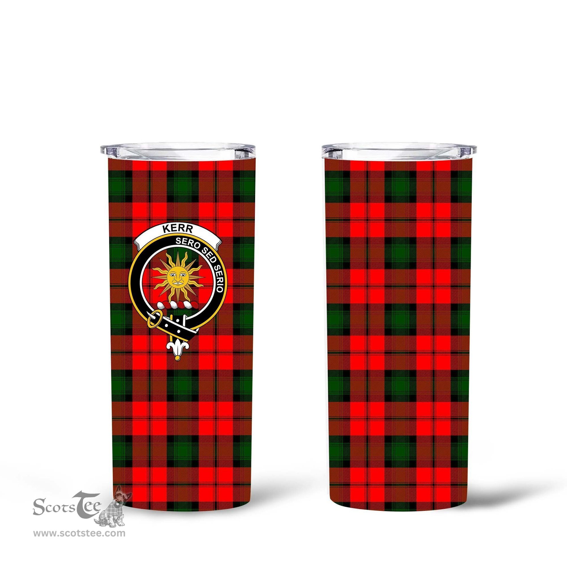 Scottish Kerr Clan Tartan Tumbler - Tall Glitter Tumbler Scottish Plaid Tartan Plaid