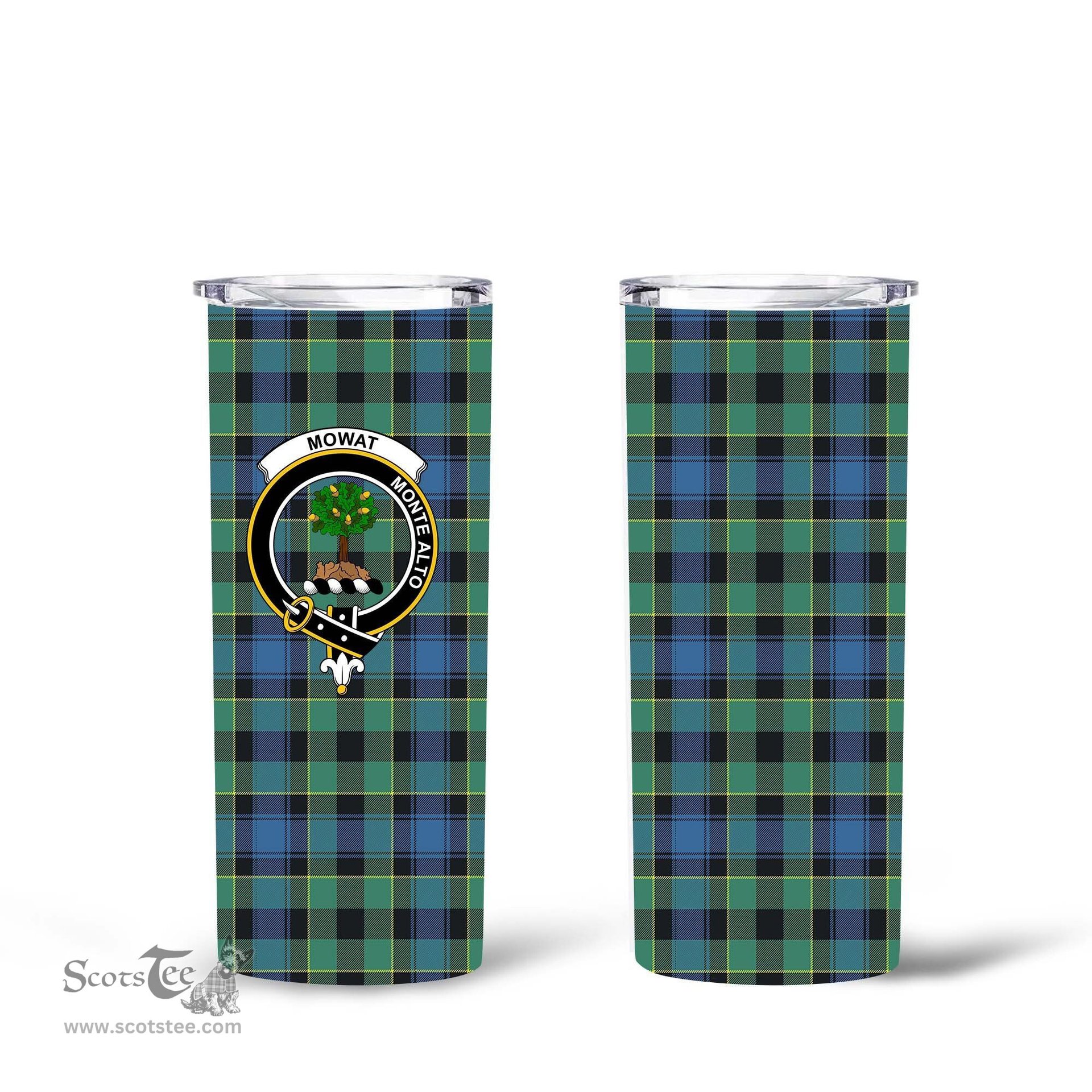 Scottish Mowat (of Inglistoun) Clan Tartan Tumbler - Tall Glitter Tumbler Scottish Plaid Tartan Plaid