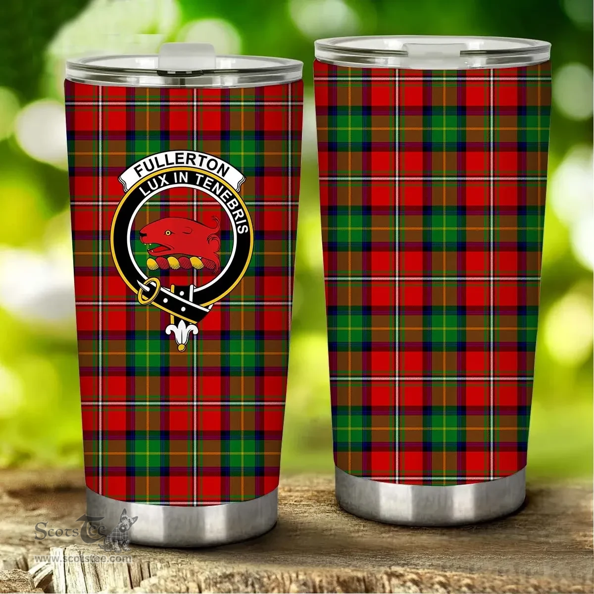 Scottish Fullerton Clan Tartan Tumbler - Stainless Steel Glitter Tumbler Scottish Plaid Tartan Plaid