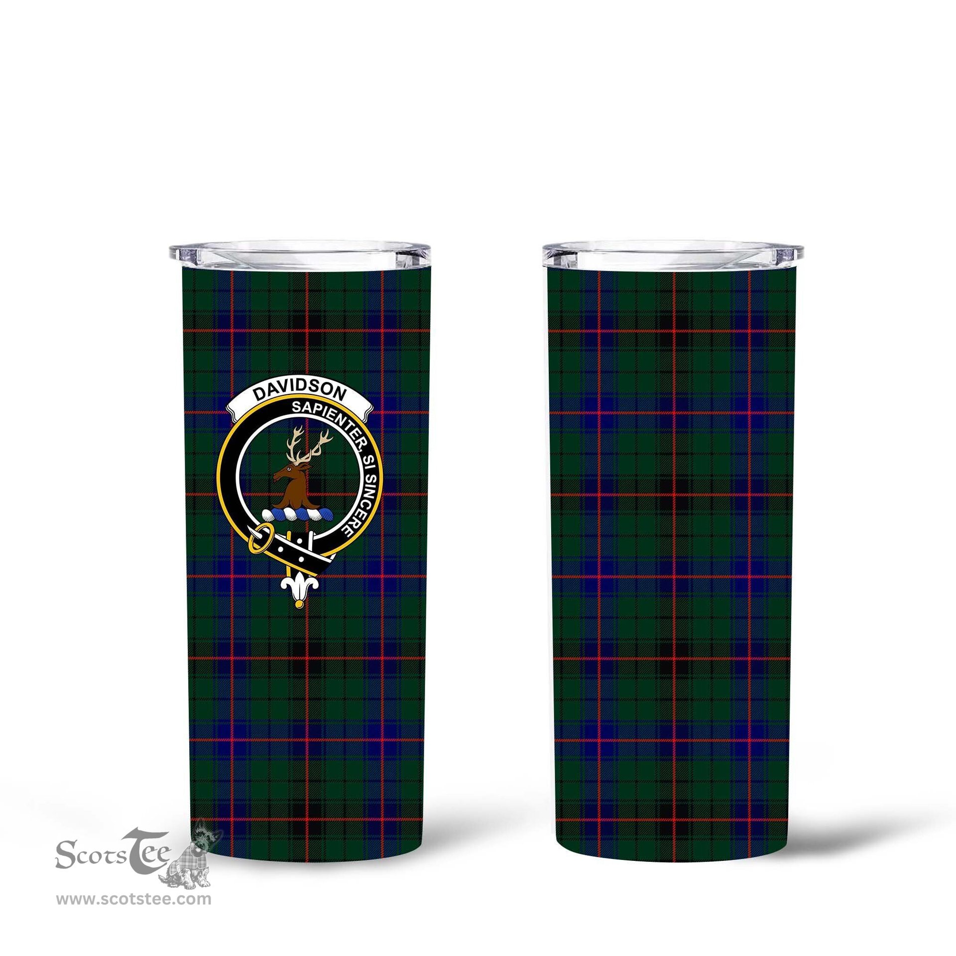 Scottish Davidson Clan Tartan Tumbler - Tall Glitter Tumbler Scottish Plaid Tartan Plaid