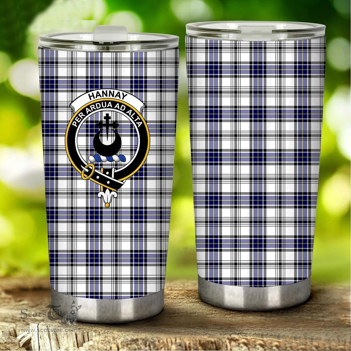 Scottish Hannay Clan Tartan Tumbler - Stainless Steel Glitter Tumbler Scottish Plaid Tartan Plaid
