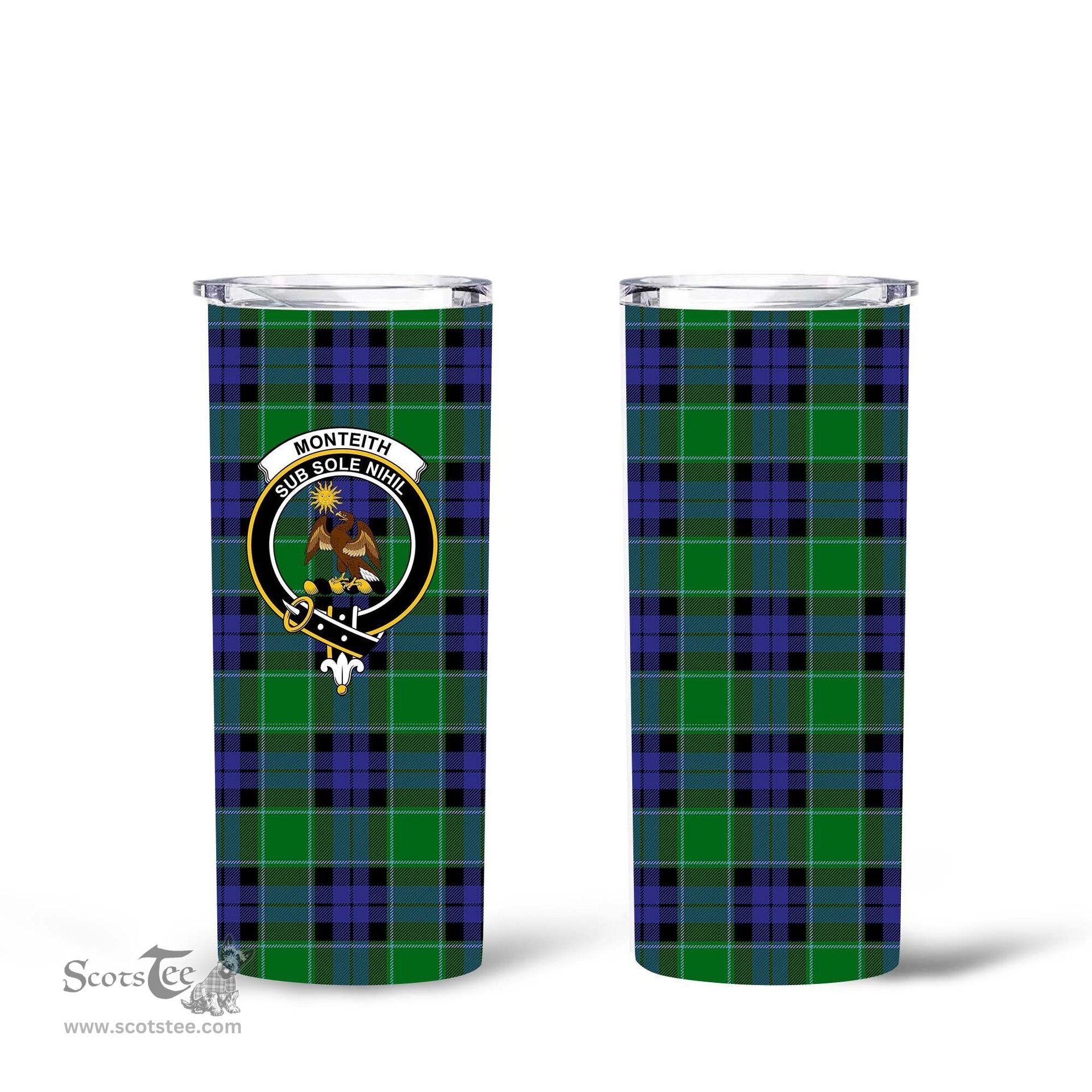 Scottish Monteith Clan Tartan Tumbler - Tall Glitter Tumbler Scottish Plaid Tartan Plaid