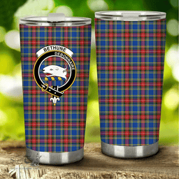 Scottish Bethune Clan Tartan Tumbler - Stainless Steel Glitter Tumbler Scottish Plaid Tartan Plaid