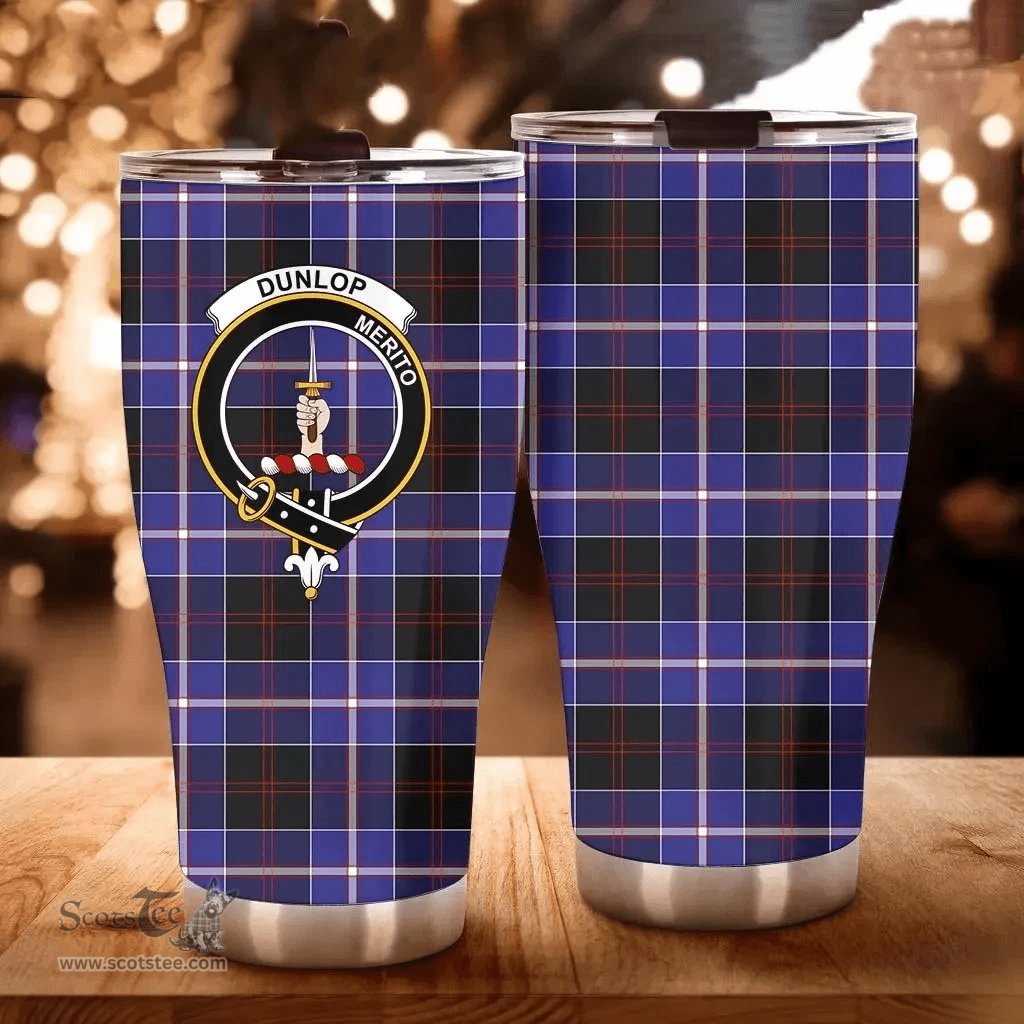 Scottish Dunlop Clan Tartan Tumbler - Curved Glitter Tumbler Scottish Plaid Tartan Plaid