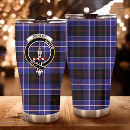 Scottish Dunlop Clan Tartan Tumbler - Curved Glitter Tumbler Scottish Plaid Tartan Plaid