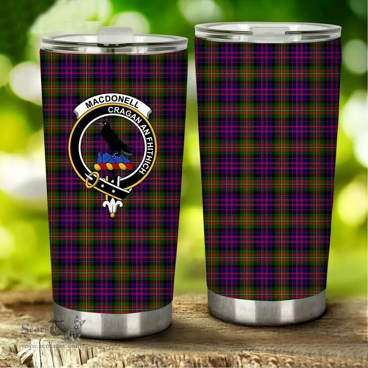 Scottish MacDonell of Glengarry Clan Tartan Tumbler - Stainless Steel Glitter Tumbler Scottish Plaid Tartan Plaid