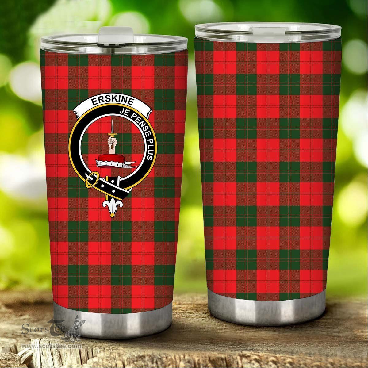 Scottish Erskine Clan Tartan Tumbler - Stainless Steel Glitter Tumbler Scottish Plaid Tartan Plaid