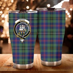 Scottish Wood Clan Tartan Tumbler - Curved Glitter Tumbler Scottish Plaid Tartan Plaid