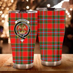 Scottish Drummond Clan Tartan Tumbler - Curved Glitter Tumbler Scottish Plaid Tartan Plaid