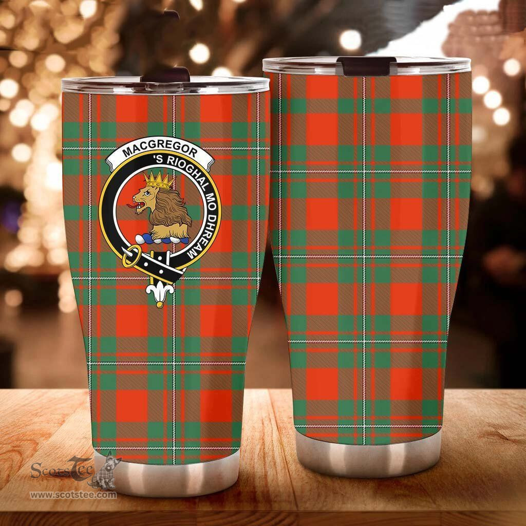 Scottish MacGregor Clan Tartan Tumbler - Curved Glitter Tumbler Scottish Plaid Tartan Plaid