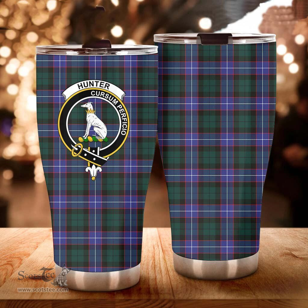 Scottish Hunter Clan Tartan Tumbler - Curved Glitter Tumbler Scottish Plaid Tartan Plaid
