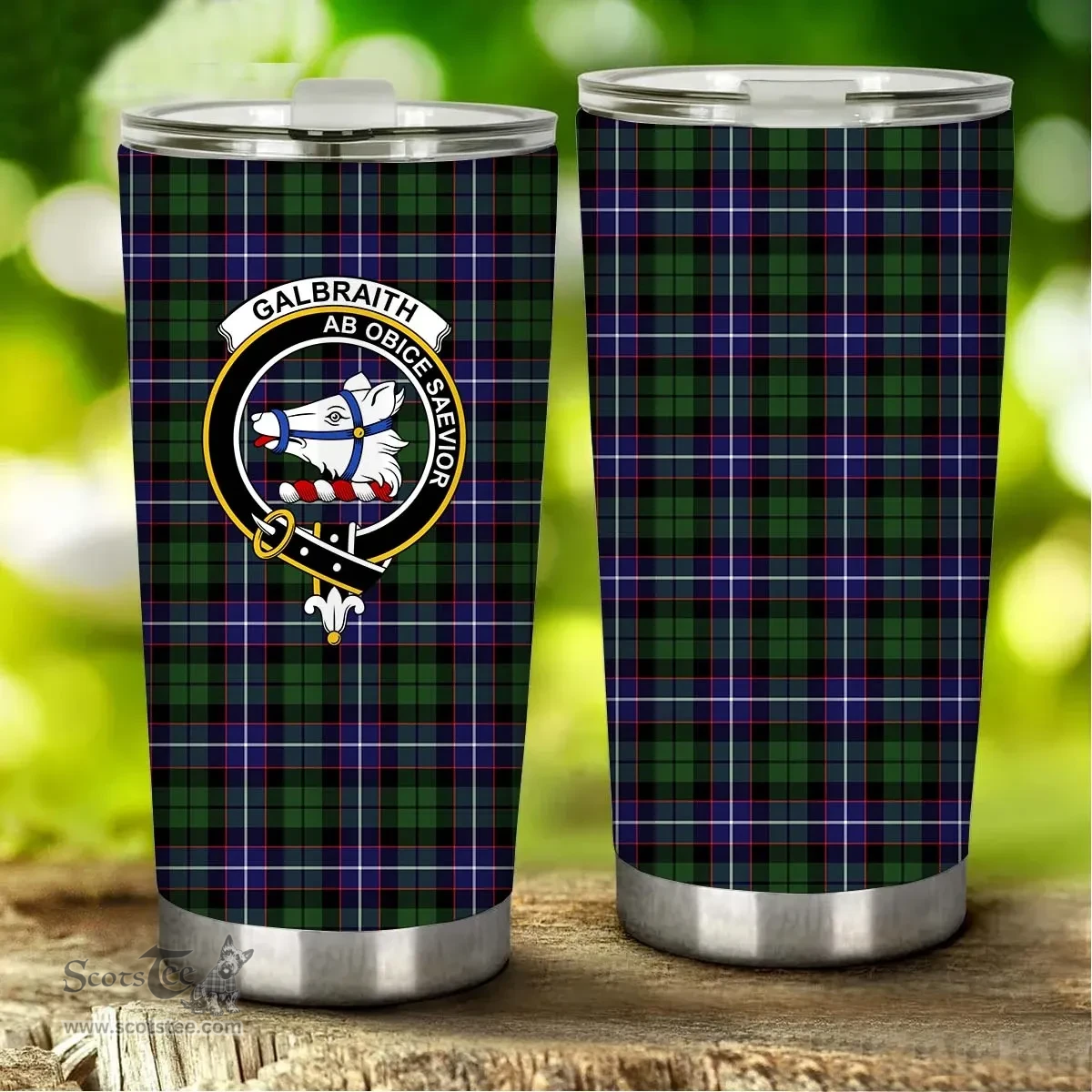 Scottish Galbraith Clan Tartan Tumbler - Stainless Steel Glitter Tumbler Scottish Plaid Tartan Plaid