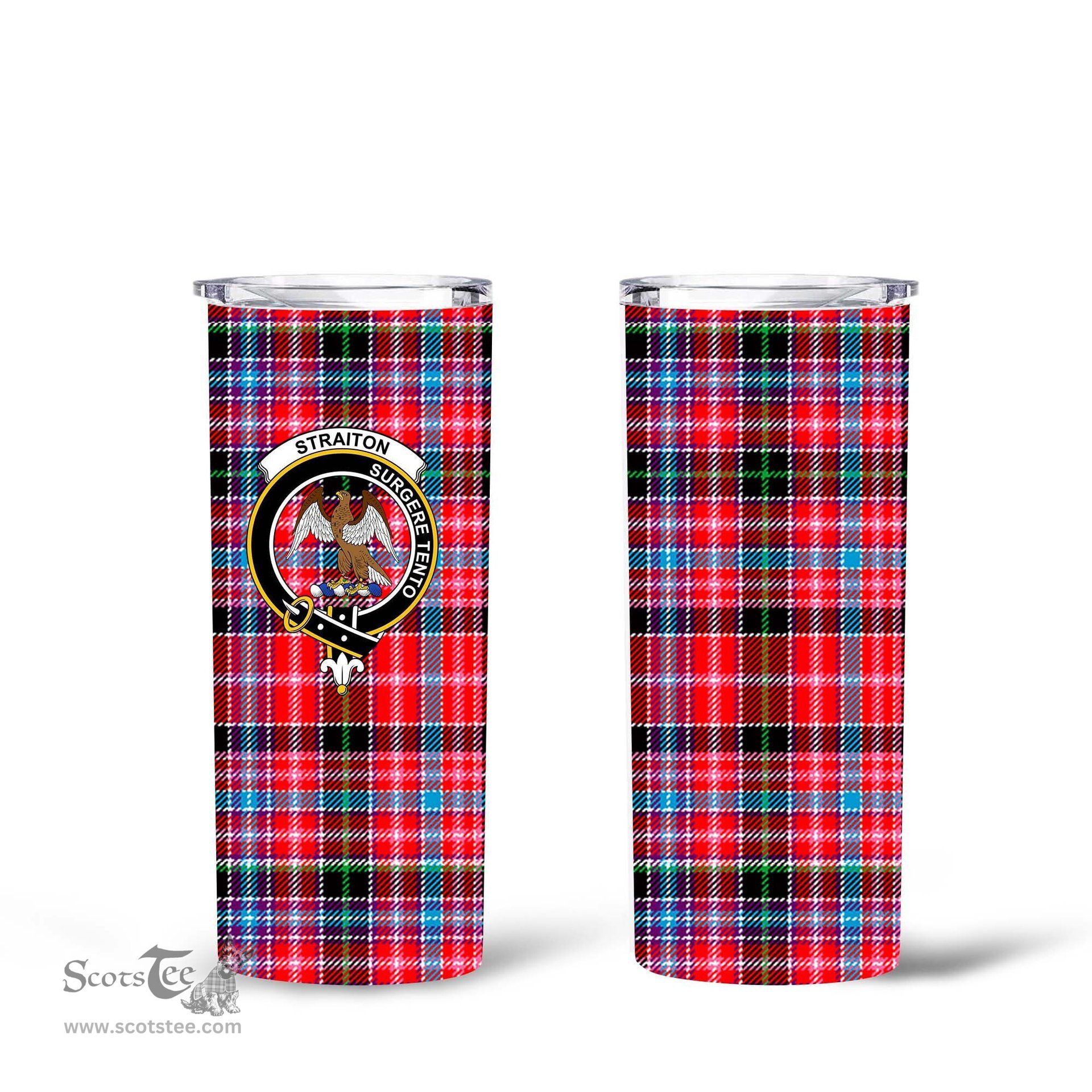 Scottish Straiton Clan Tartan Tumbler - Tall Glitter Tumbler Scottish Plaid Tartan Plaid