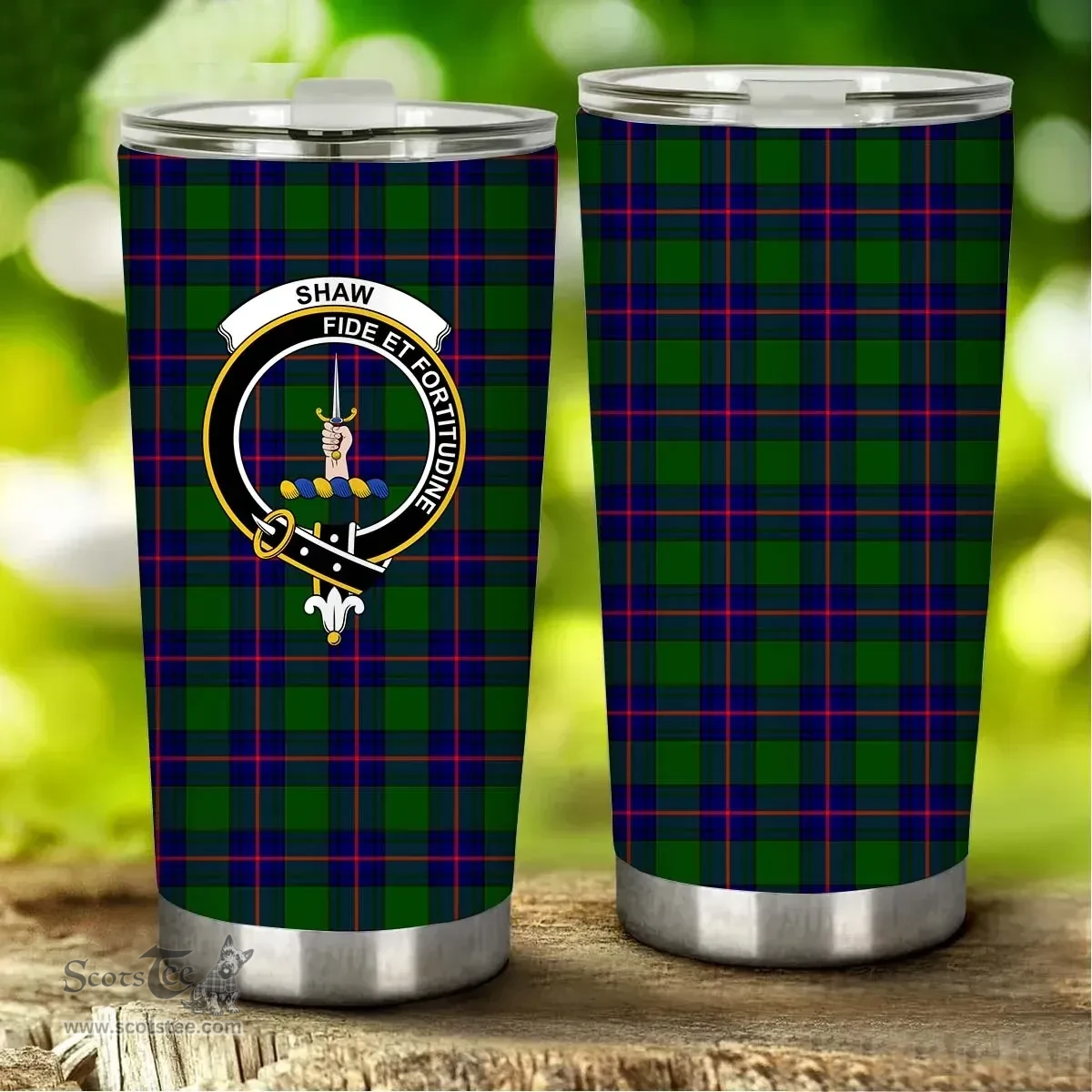Scottish Shaw (of Tordarroch) Clan Tartan Tumbler - Stainless Steel Glitter Tumbler Scottish Plaid Tartan Plaid