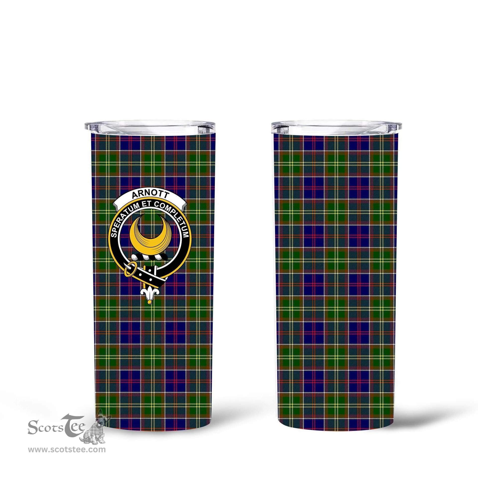 Scottish Arnott Clan Tartan Tumbler - Tall Glitter Tumbler Scottish Plaid Tartan Plaid
