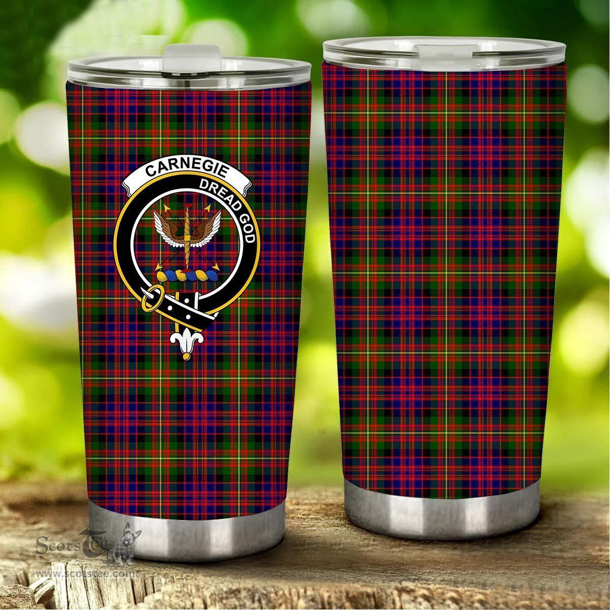 Scottish Carnegie Clan Tartan Tumbler - Stainless Steel Glitter Tumbler Scottish Plaid Tartan Plaid