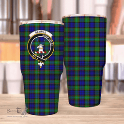 Scottish Sempill Clan Tartan Tumbler - Stainless Steel Glitter Tumbler Scottish Plaid Tartan Plaid