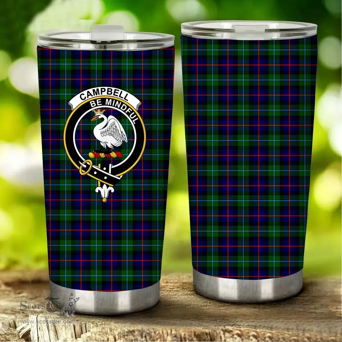 Scottish Campbell of Cawdor Clan Tartan Tumbler - Stainless Steel Glitter Tumbler Scottish Plaid Tartan Plaid