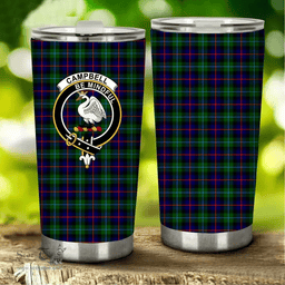 Scottish Campbell of Cawdor Clan Tartan Tumbler - Stainless Steel Glitter Tumbler Scottish Plaid Tartan Plaid