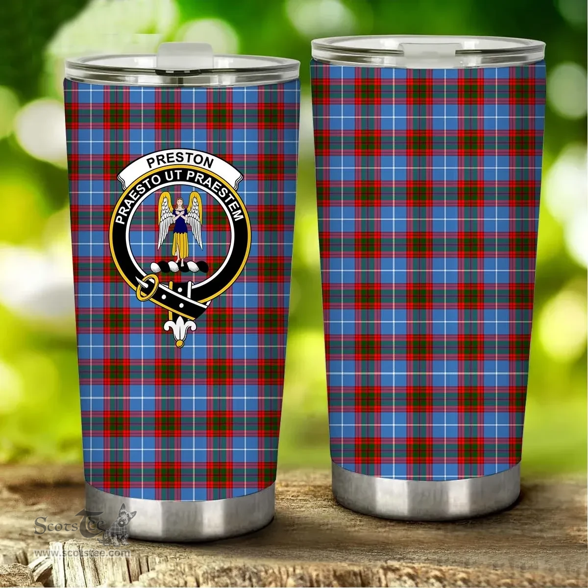 Scottish Preston Clan Tartan Tumbler - Stainless Steel Glitter Tumbler Scottish Plaid Tartan Plaid