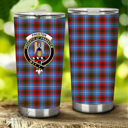 Scottish Preston Clan Tartan Tumbler - Stainless Steel Glitter Tumbler Scottish Plaid Tartan Plaid
