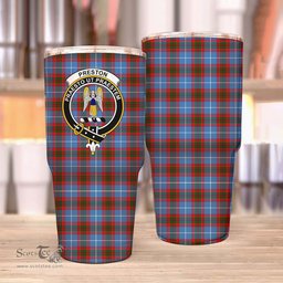 Scottish Preston Clan Tartan Tumbler - Stainless Steel Glitter Tumbler Scottish Plaid Tartan Plaid